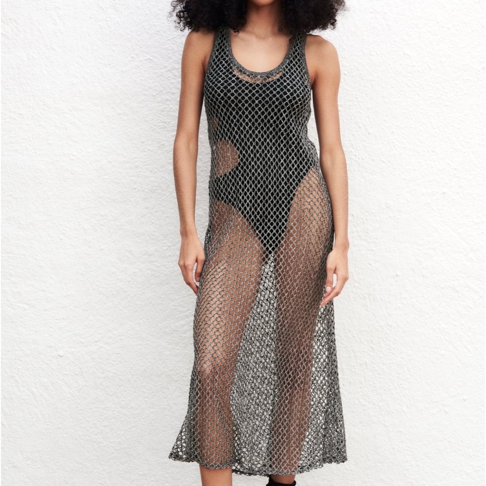 Zara LONG MESH DRESS